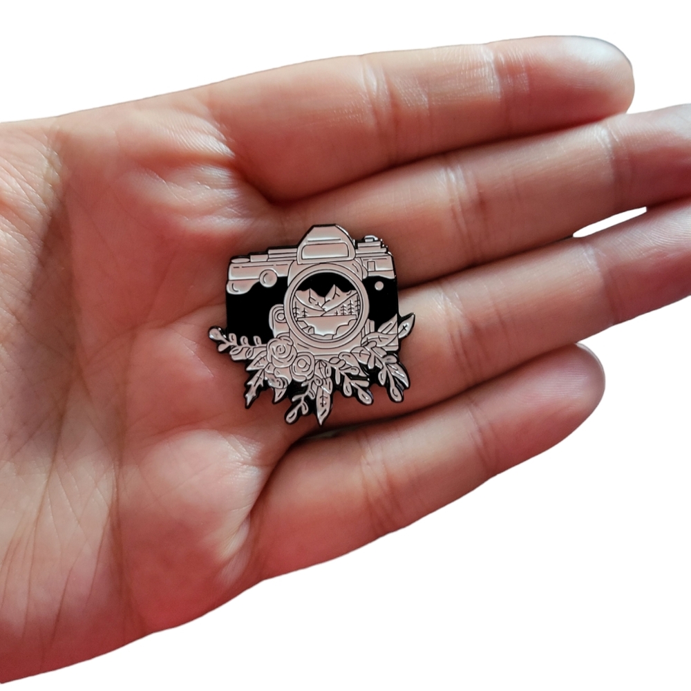 Camera enamel pin